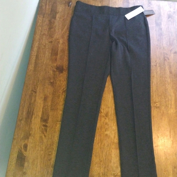 Gray Elastic Waist Straight Leg Dana Buchman Pants Comfortable Dress M - Picture 1 of 6